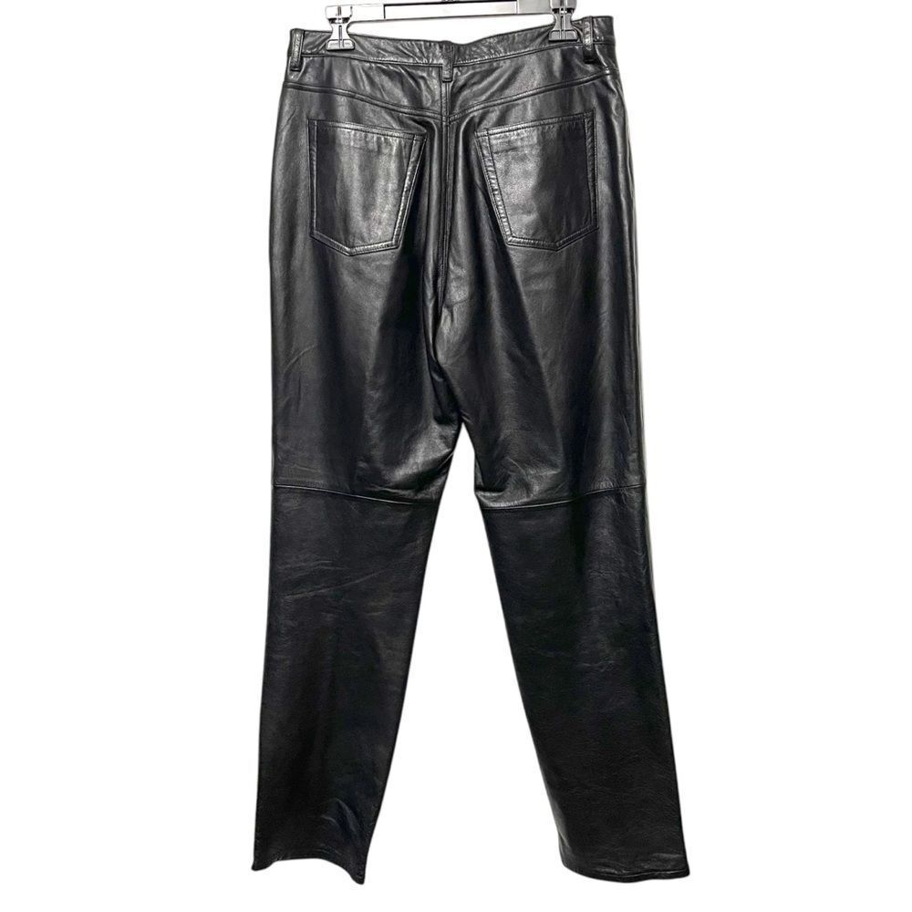 JONES NEW YORK Black Leather Pants 12 - Picture 5 of 6
